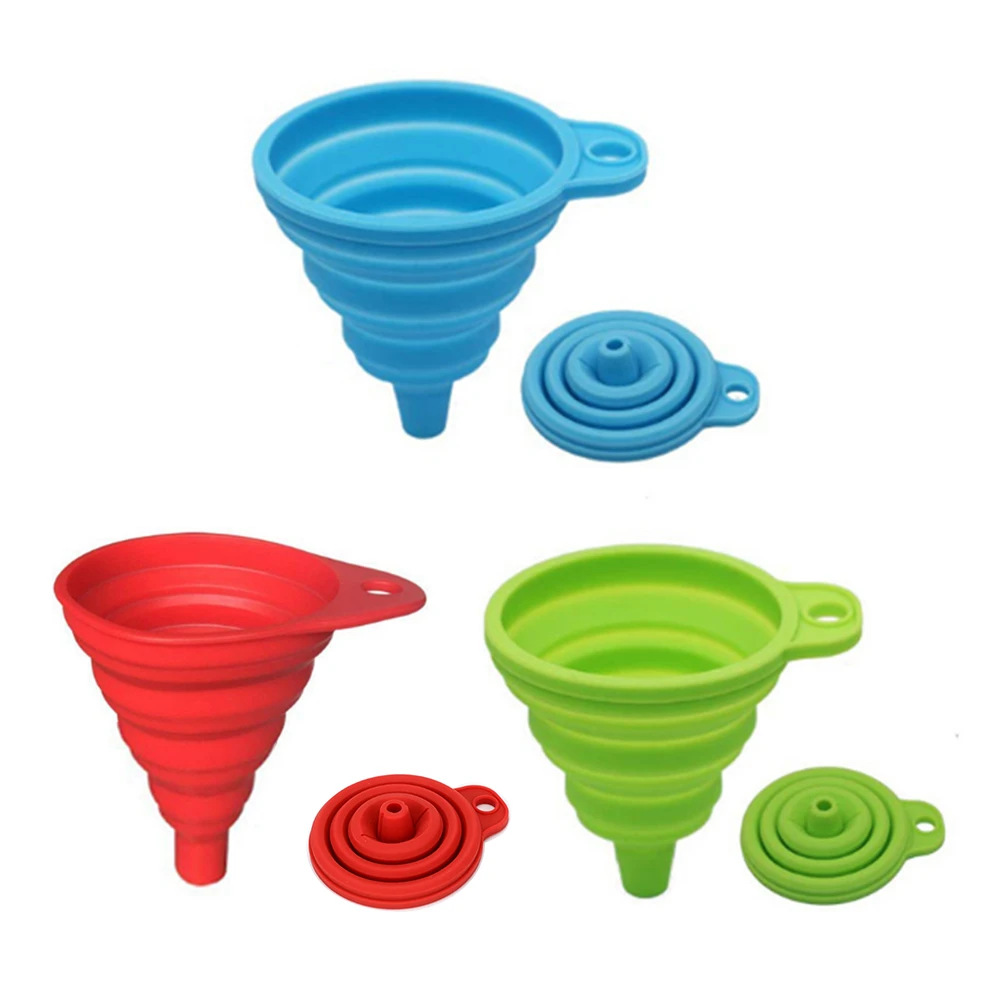 Food Grade Foldable Collapsible Funnel Silicone Folding Portable Funnels Hopper Household Dispensing Kitchen Tools