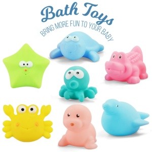 Food Grade Vinyl Soft Rubber Kids Water Squeeze Toy Cute Floating Cartoon Animal Squishy Toys Baby Bath Toy With Sounds