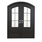 French exterior modern entry security screen door wrought iron  double glass doors entrance wrought iron door price