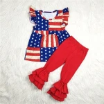 Girls outfits flutter sleeve clothing sets boutique clothing pentagram printed clothing kids