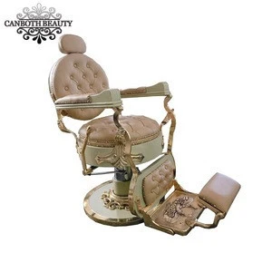 Gold antique reclining hairdressing barber chair for hair salon furniture used CB-BC001