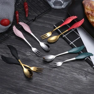Gold Stainless Steel Wing Shape Dessert Coffee Spoon Ice Cream Candy Tea Spoon