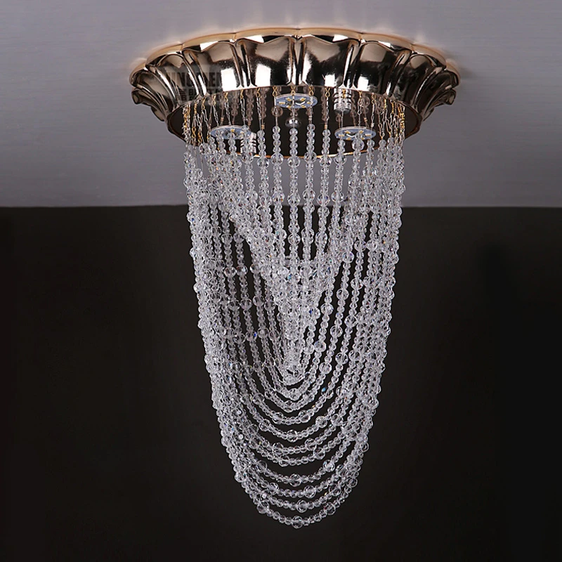 golden creative art necklace crystal chandelier crystal beaded corridor pendant lamp