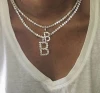 great sale cz tennis chain iced out diamond letter pendant necklace