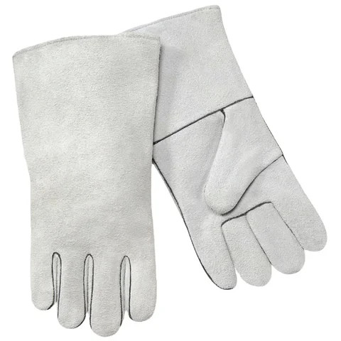 Grey Welder Gloves Made of Cow Split Leather Premium Finished Quality For Welding Purpose Hand Safety Gloves Industrial Product