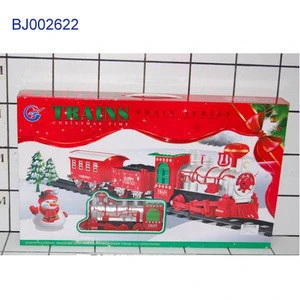 happy kids toy Christmas train funny plastic slot toy smoking train