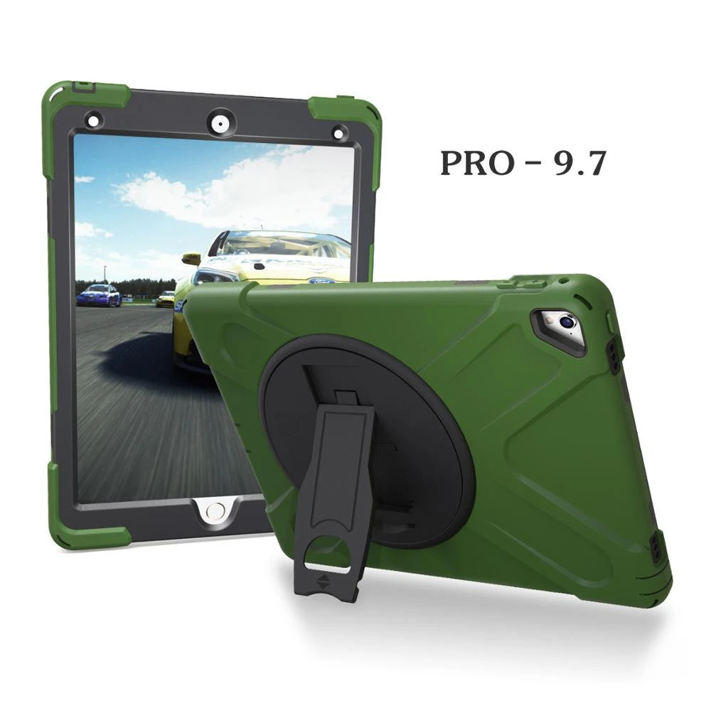 Hard plastic swivel stand case for iPad pro 9.7 case dual layers kids safety tablet cover
