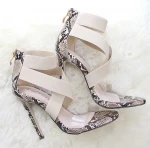 hb10162a 2021 European and American serpentine sandals elastic transparent belt high heel shoes sandals