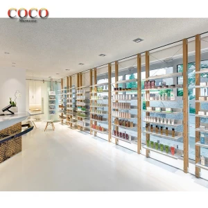 High End German Project Pharmacy Shop Counter Design Glass Shelves Beautiful Drugstore Display Furniture