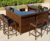 High end mobile home pe rattan outdoor garen modern bar stool furniture