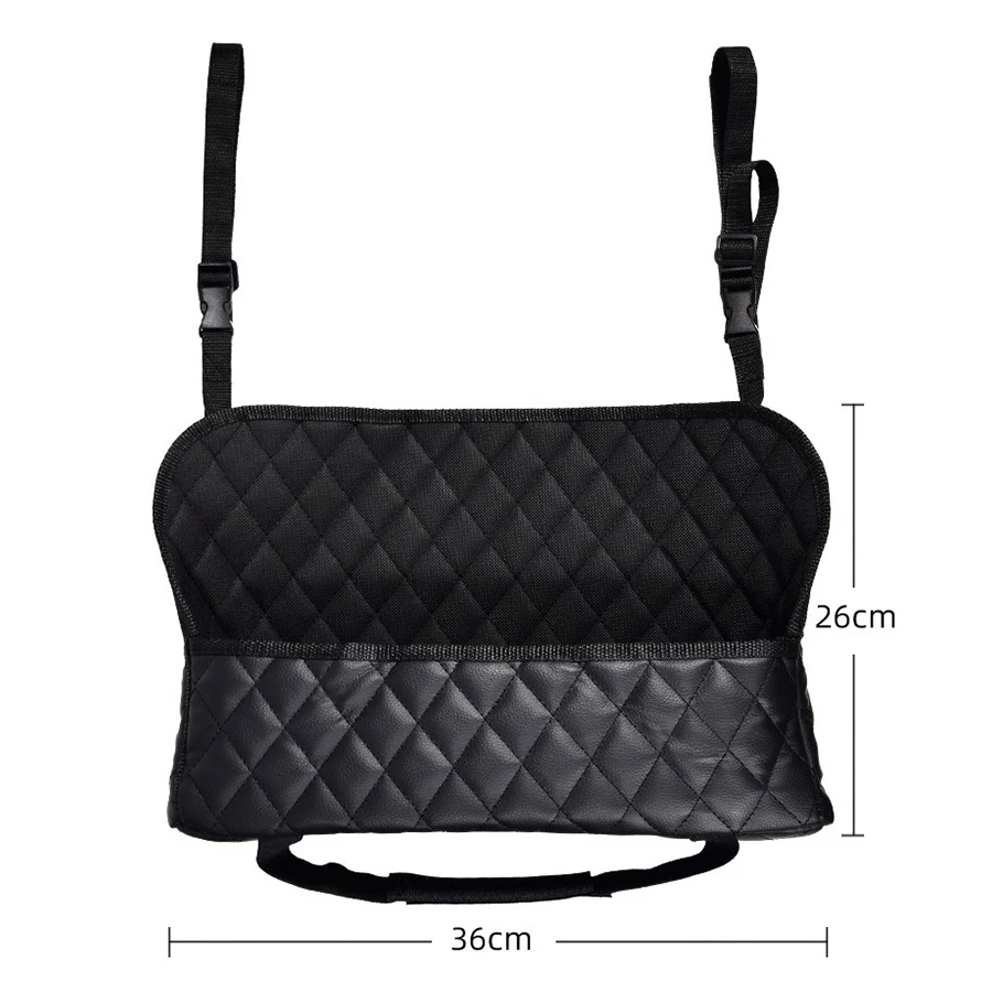 High Quality Black Leather 36*26cm Auto Car SUV Seat Gap Storage Bag Organizer Filler Handbag Holder