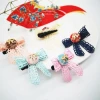 High quality Korean princess lace design bowknot colorful flat hair clips
