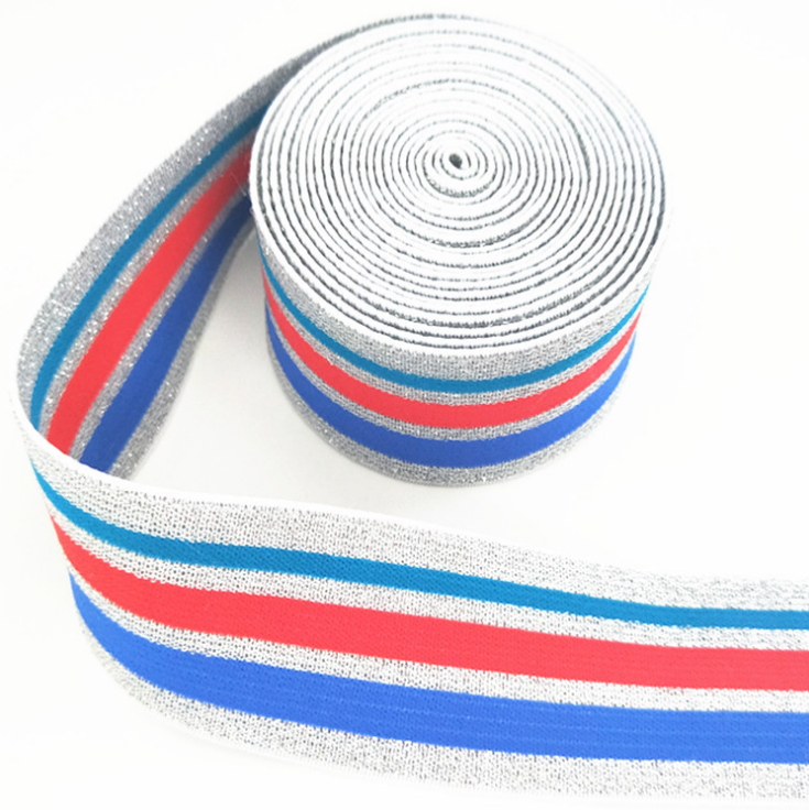 High Quality metallic elastic tape stripe elastic tape nylon elastic tape with metallic yarn polyester elastic webbing band