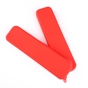 High Quality Pencil Pouch Light Luxury Red Rectangle Pencil Bags Custom Silicone Pencil Case