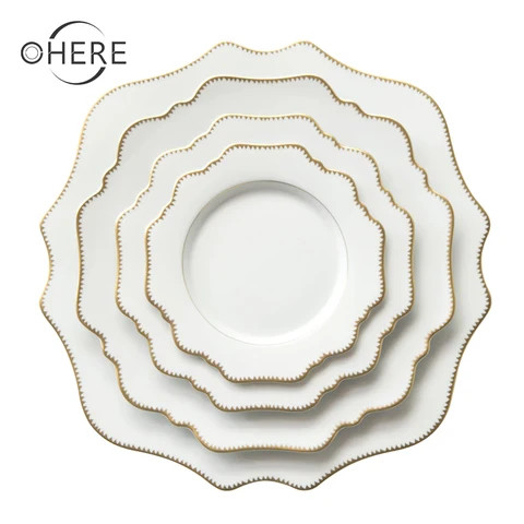 High quality restaurant plates green vajillas de porcelana ceramic for wedding catering dinner table set