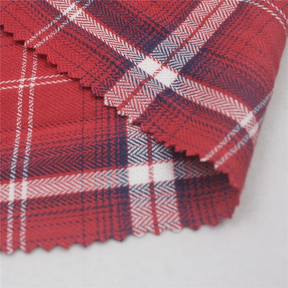 High quality soft feeling plaid herringbone 100 rayon fabric for women dress