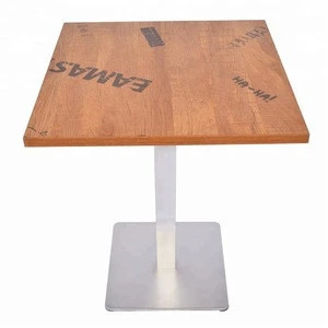 High Quality Stainless Steel Table Base Wooden Restaurant Dining Table