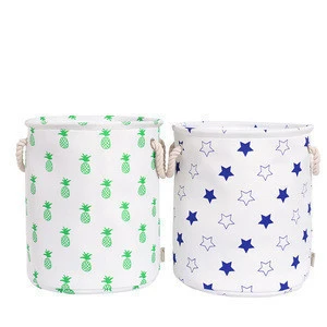 High quality star pattern folding cotton laundry basket with handle