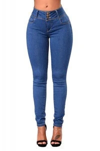 High waist custom women super skinny tight jeans stretch ripped denim jeans manufacturers 244695