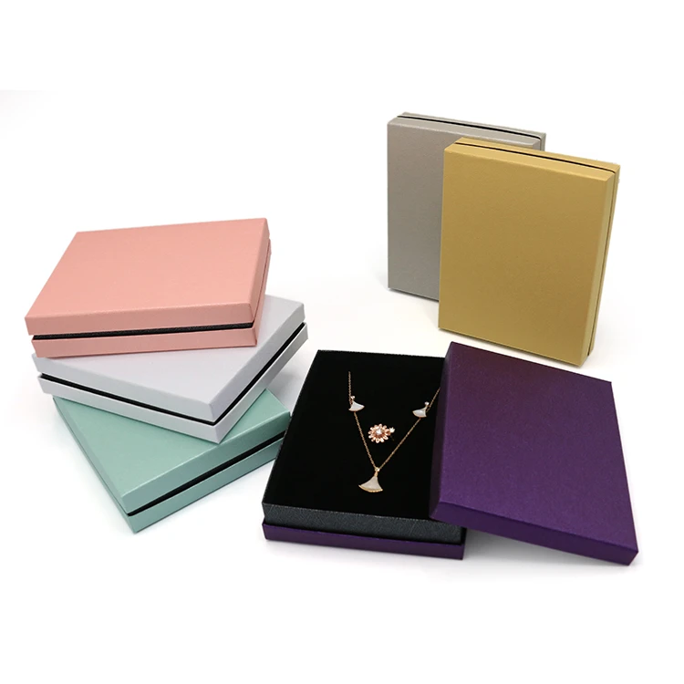 Holiday gift custom portable paper travel jewelry box with various color necklace box