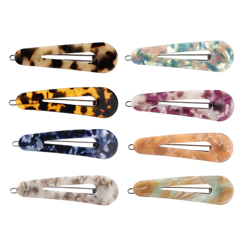 hollow out tear drop tortoise shell Acetic acid hairgrip side clamp clasp clips accessories