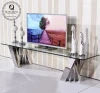 home furniture stainless steel glass tv stand