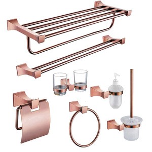 Home washroom rose gold luxury wall bath fittings bathroom accessories and hardware set