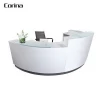 Hospital Modern Office Reception Counter Design for hotel White Gloss Shaped Reception Counter