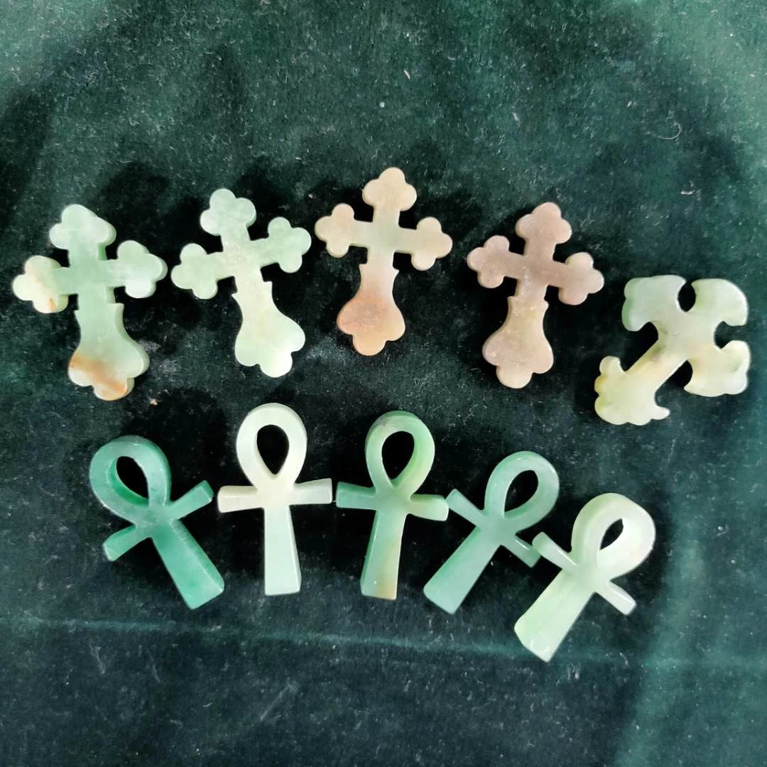 Hot Sale Crystal Carving Crafts Natural Stone Aventurine Key of Life Crystal Ankh Carving