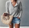 Hot Sale Long Sleeve V Neck Button Ladies Sweater Design