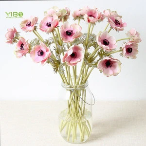 Hot Sale Pink-Green Color PU Real Touch Anemone for Wedding