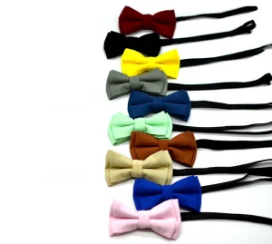 Hot selling fashion solid color children bowtie pin lace up patterns performance party baby bow tie kids boy handsome bow ties