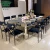 Import hotel restaurant modern design white glass top gold stainless steel base dining table from China