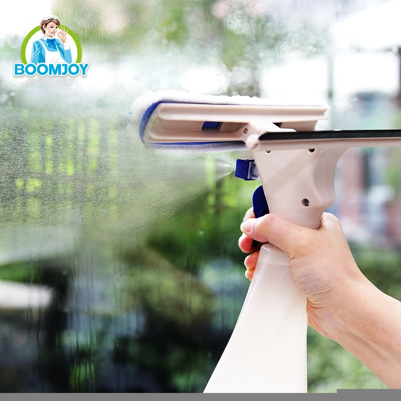 Household handheld spray window cleaner with squeegee