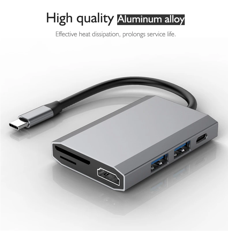 HUNDA Multifunction 6 in 1 PD Charging USB-C HUB Docking Station 2 USB 3.0 ports data hub