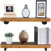 Industrial Wood Shelf - 24" Special Walnut Rustic Wooden Wall Shelves with Iron Pipes