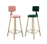 Ins Nordic cosy modern velvet upholstery breathable titanium gold leisure chair dining chair high bar chair