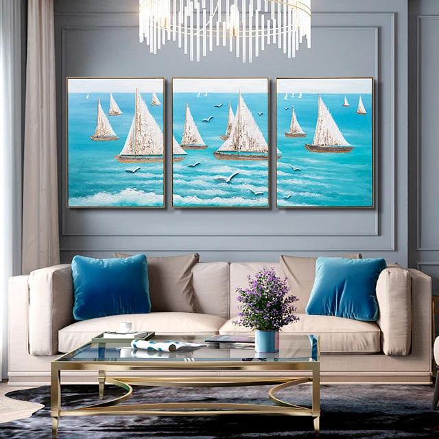 Interior Decoration,Handmade Resin Relief 3d Wall Paper,Ocean Landscape Canvas Wall Art