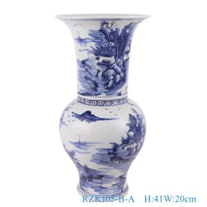 Jingdezhen Wide Open Mouth Twisted Flower and Birds Motif Porcelain Vases