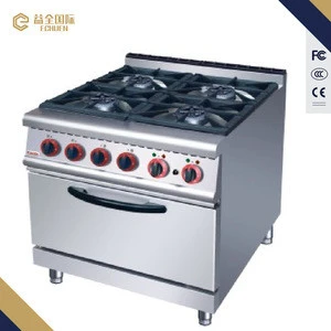 JZHTQ4 China Commercial multifunctional 4 burners gas cooking range with electric oven