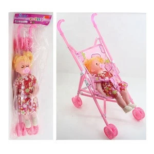 Kid Toy New Born Baby Girl 18 Inch Cart Doll With Pacifier And Baby Stroller Fat Baby Carriage Cute Dolls Buggy Toys Prams Set