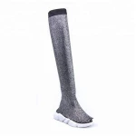 Knitting Rhinestone Women Boots For Sneaker Socks  handmade rhinestone boots more prominent long legs
