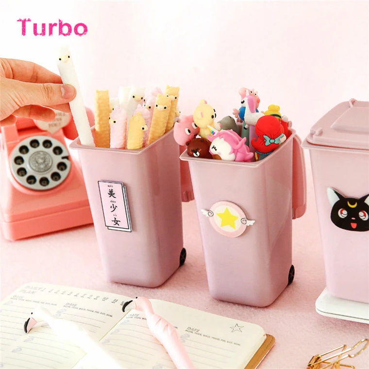Korean style kawaii stationery 2021 trendy office accessories supply Multi-function cute shaped plastic acrylic pen holder