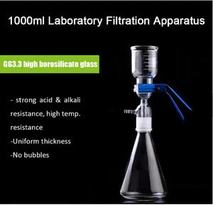 Lab Glass Filtration Set (Filter funnel - Borosilicate glass - Funnel support base - Borosilicate glass - Clamp)