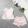 Lace Flower Similar Silk Sleepwear 2 PCS Hot Women Pajamas