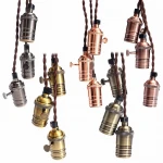 Lamp Base E27 Retro Vintage Industrial Loft Pendant Ceiling Edison Light Lamp Base Holder Hanging Lampshade Socket With Switch
