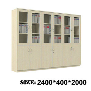 Light luxury wooden material with 3 drawers 4 doors with lock Vertical file cabinet design office furniture for companny