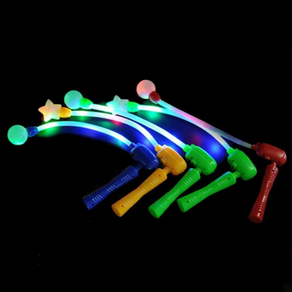 Light Up Spinning Ratchet LED Ball Fiber Optic Matracas Wand Stick Flashing Show festival accessories flashing rotate stick