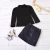Import Little girls long sleeves black blouse and pu skirt kids winter warm suits outfits 2pcs cheap clothing sets from China