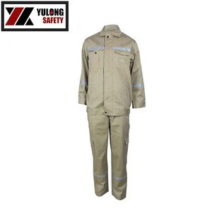 Long Sleeve Safety Working Uniform Khaki Workwear